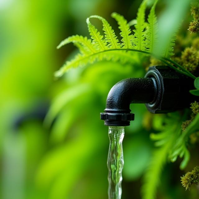Close up of a lush vertical garden with irrigation details
